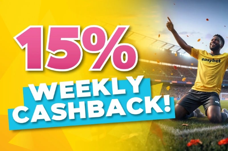 Easybet 15 percent Weekly Cashback